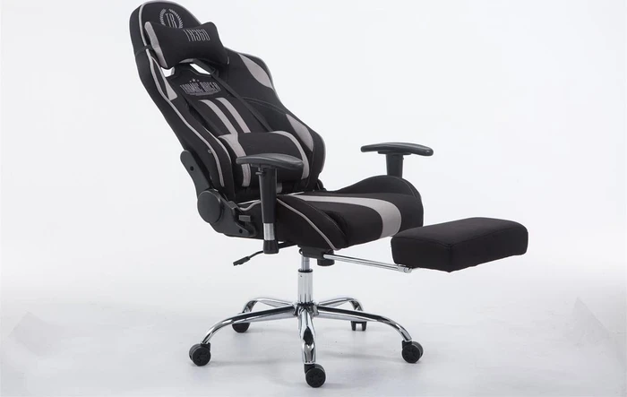 CLP Racing Limit V2 Stoff Gamingstuhl mit Fußstütze, schwarz/grau