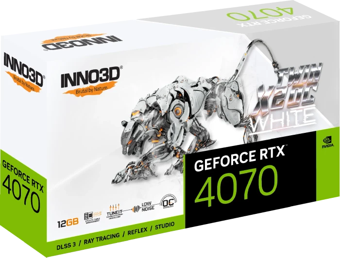 INNO3D GeForce RTX 4070 Twin X2 OC White Stealth, 12GB GDDR6X, HDMI, 3x DP