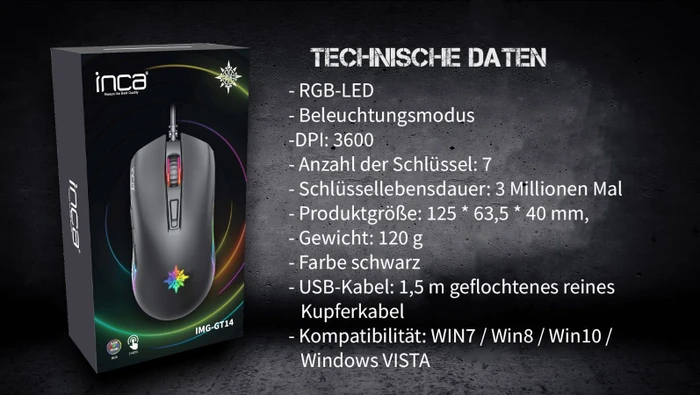 Inca IMG-GT14 RGB Gaming Mouse, USB