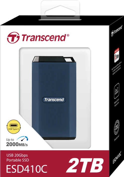 Transcend ESD410C Portable SSD, Dark Blue, 2TB, USB-C 3.2