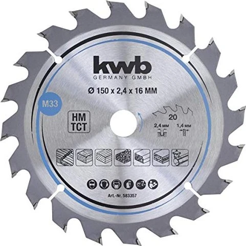 kwb M33 HM Kreissägeblatt 20Z, 150x1.4x16mm, 1 Stück