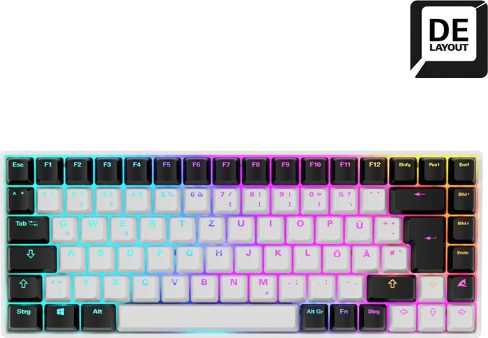 Sharkoon Skiller SGK50 S3 White, schwarz/weiß, LEDs RGB, hot-swap, Gateron RED, USB, DE