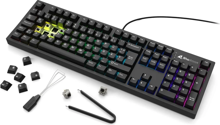 Sharkoon OfficePal KB70W Wireless, schwarz, Sharkoon Linear, USB, DE