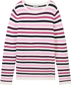 Tom Tailor Rundhalsausschnitt Strickpullover berry knit stripe design (Damen)