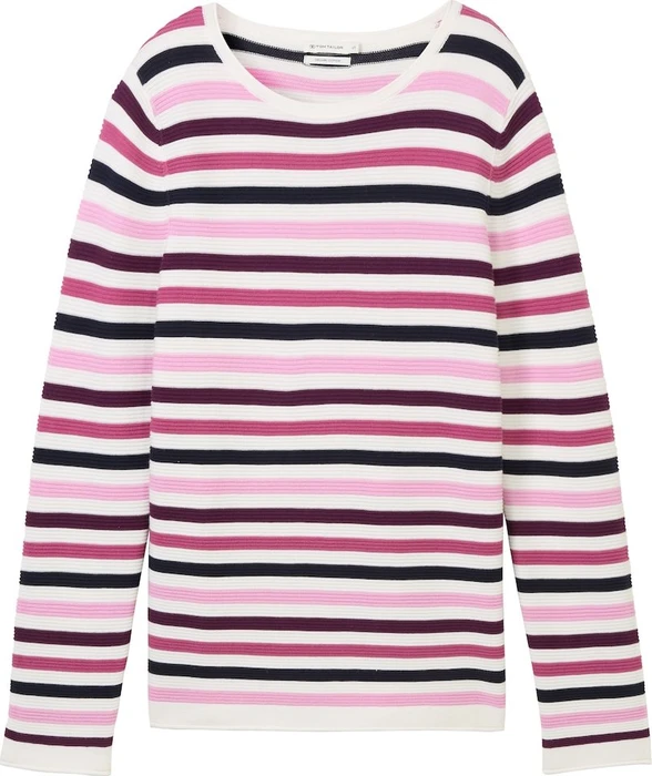 Tom Tailor Rundhalsausschnitt Strickpullover berry knit stripe design (Damen)