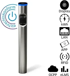 hesotec electrify eSat r10 Public 11kW edelstahl gebürstet, Ladedose