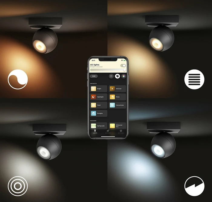 Philips Hue White Ambiance Buckram Erweiterung 1-flammig schwarz