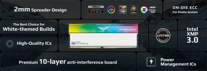 TeamGroup T-Force XTREEM ARGB Snow White UDIMM 64GB Kit, DDR5-6400, CL34-44-44-84