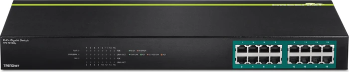 TRENDnet TPE-TG Rackmount Gigabit Switch, 16x RJ-45, 2x RJ-45/SFP, 440W PoE+