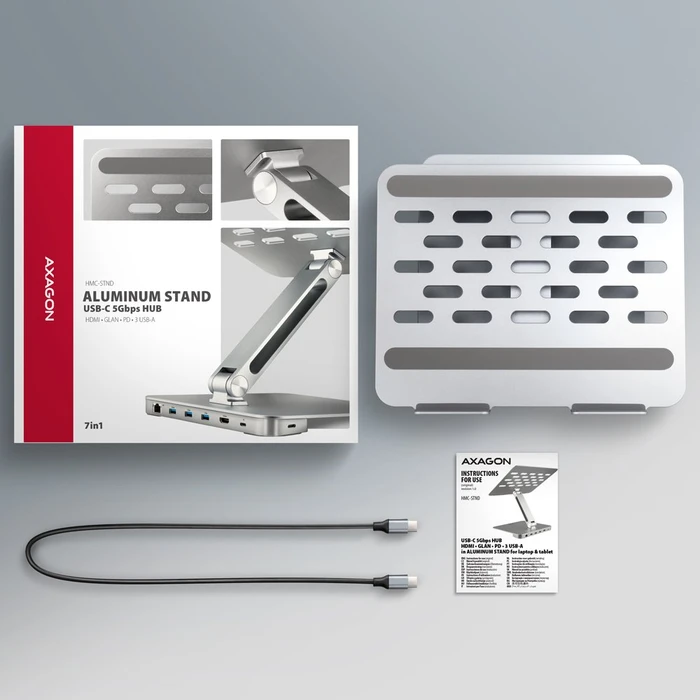 Axagon 7in1 Hub, Aluminium Stand, USB-C 3.0 [Buchse]