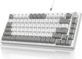 Ajazz AK820, Grey & White, LEDs weiß, hot-swap, AS RED, USB, US