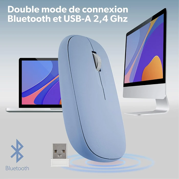 T'nB iClick color DUAL CONNECT Mouse blau, USB/Bluetooth