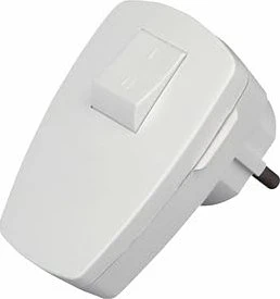 Kopp Kunststoff-Schutzkontakt-Stecker, mit 2-poligem Wippenschalter, seitliche Einführung, für Kabelquerschnitt bis 3 x 1,5mm²,  arktisweiß