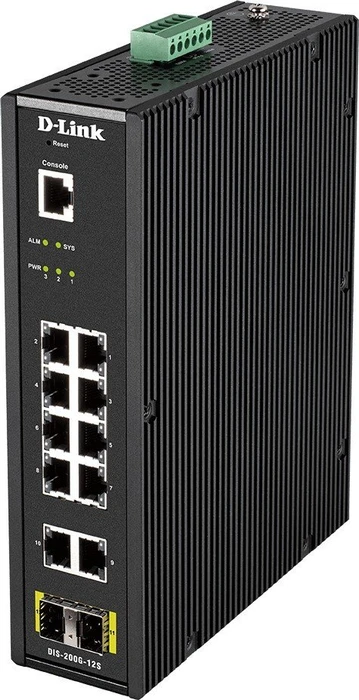 D-Link DIS-200G Industrial Railmount Gigabit Smart Switch, 10x RJ-45, 2x SFP