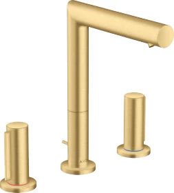 Hansgrohe Axor Uno 3-Loch Waschtischarmatur 200 mit Zerogriffen und Zugstangen-Ablaufgarnitur brushed gold optic