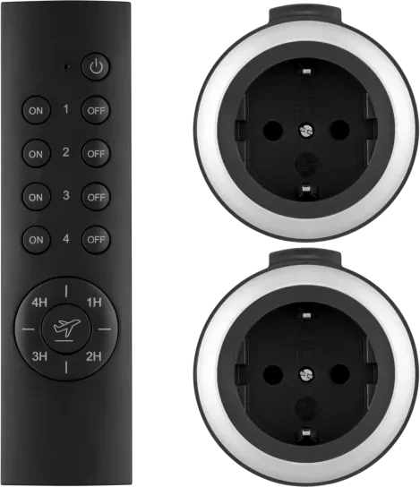 REV Funkschalt-Set 3+1 Comfort mit Fernbedienung, 3680W, Typ F, Funksteckdose, 2er-Pack