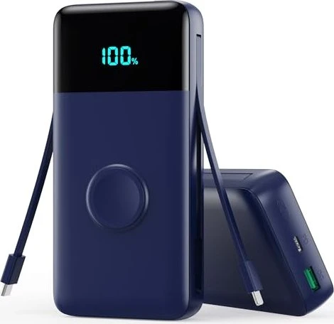 Trswyop Powerbank 26800mAh mit integrierten Kabeln schwarz