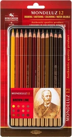 Koh-I-Noor Mondeluz Brauntöne Aquarellstift sortiert, Metalletui, Blister, 12er-Set