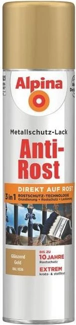 Alpina Farben Sprühmetallschutz-Lack Anti-Rost außen gold glänzend, 400ml