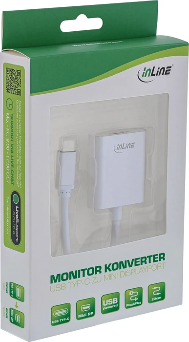 InLine Monitor Konverter USB-C Stecker auf Diplayport-Mini Buchse silber