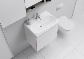 Geberit Acanto Waschtisch 60x48cm, Hahnloch mittig, mit Überlauf, weiß/KeraTect