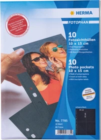 Herma Fotosichthüllen schwarz, 100x150mm, hoch, 10 Stück