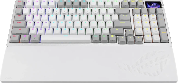 ASUS ROG Azoth 96 HE Gaming Keyboard, White, hot-swap, ROG HFX V2 Magnetic, USB/Bluetooth, DE