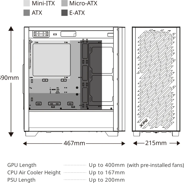 ADATA XPG Valor Air Pro, schwarz, Glasfenster