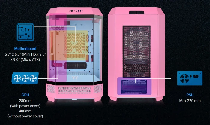 Thermaltake The Tower 300 Bubble Pink, rosa, Glasfenster