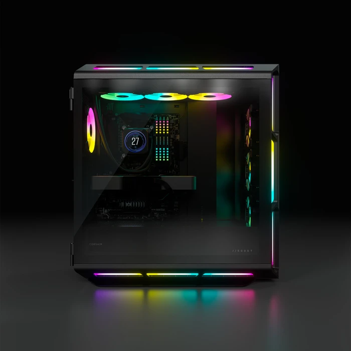 Corsair iCue 5000T RGB TG, schwarz, Glasfenster