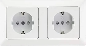 ChiliTec MILOS Set 2 Steckdosen + 2-fach Rahmen 250V~/ 16A, Steckanschluss, Matt-weiß