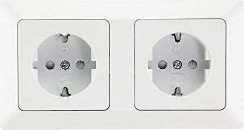 ChiliTec MILOS Set 2 Steckdosen + 2-fach Rahmen 250V~/ 16A, Steckanschluss, Matt-weiß