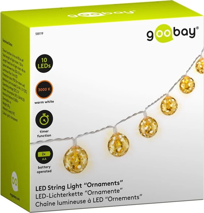 Wentronic goobay Lichterkette Ornamente LED 10x warmweiß