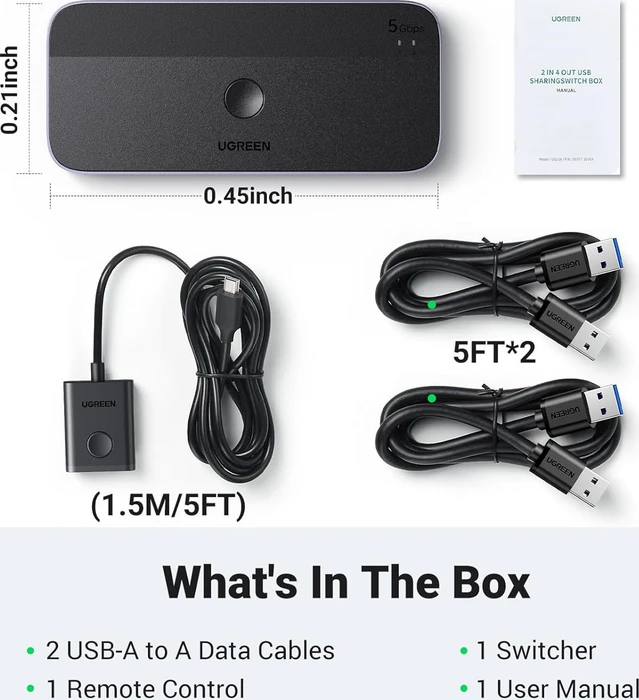 Ugreen USB-C 3.0 Switch, 2 In, 4 Out
