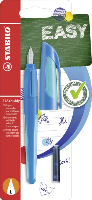 STABILO EASYbuddy dunkelblau/hellblau, linke Hand, Blister