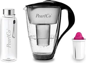 PearlCo Glas Tischwasserfilter inkl. Kartusche AquaMag schwarz