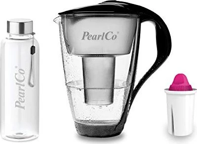 PearlCo Glas Tischwasserfilter inkl. Kartusche AquaMag schwarz