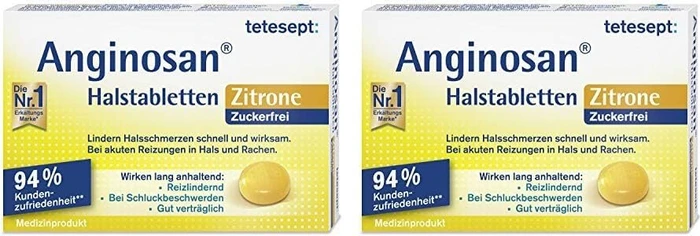 Tetesept Anginosan Halstabletten zuckerfrei Zitrone, 20 Stück