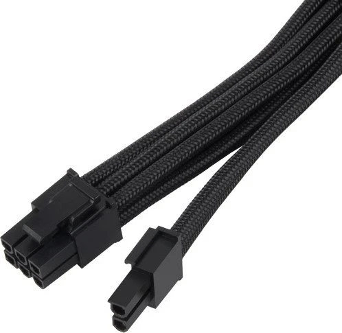 SilverStone PP07E Serie P07E-PCIB, 6/8-Pin PCIe Verlängerungskabel, 300mm, sleeved schwarz
