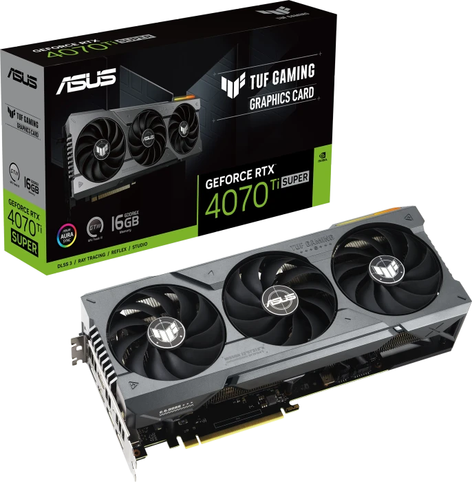 ASUS TUF Gaming GeForce RTX 4070 Ti SUPER, TUF-RTX4070TIS-16G-GAMING, 16GB GDDR6X, 2x HDMI, 3x DP