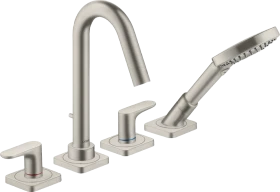 Hansgrohe Axor Citterio M 4-Loch Wannenrandarmatur mit Hebelgriffen und Rosetten edelstahloptik
