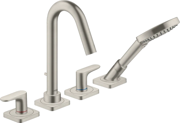 Hansgrohe Axor Citterio M 4-Loch Wannenrandarmatur mit Hebelgriffen und Rosetten edelstahloptik