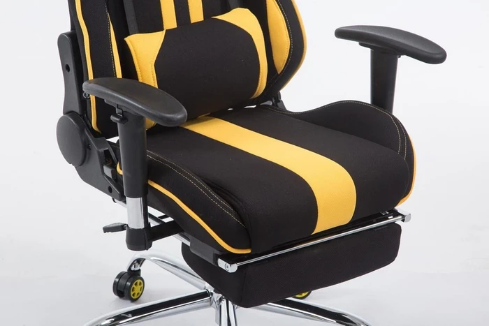 CLP Racing Limit V2 Stoff Gamingstuhl mit Fußstütze, schwarz/gelb