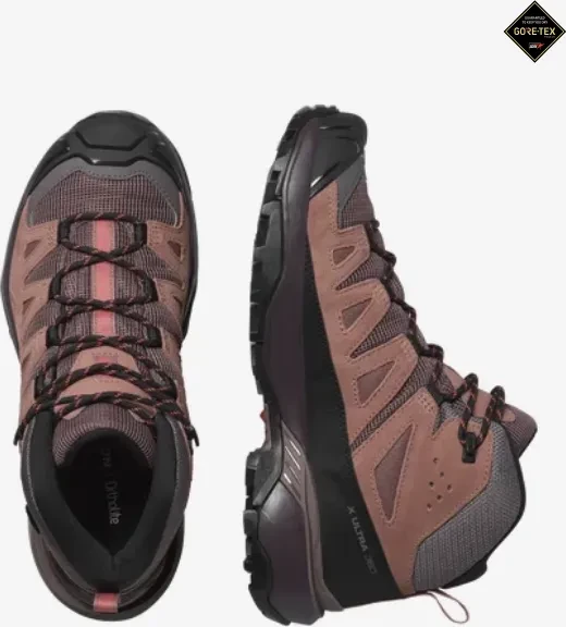 Salomon X Ultra 360 Leather Mid GTX peppercorn/cognac/hot coral (Damen)