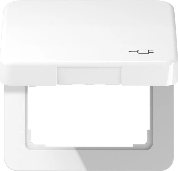 Jung Serie CD Klappdeckel Thermoplast mit Symbol "Stecker", alpinweiß