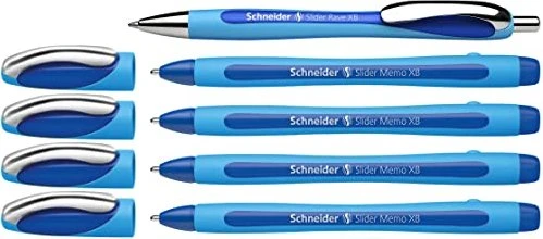 Schneider Slider Memo XB mit Slider Rave Kugelschreiber blau, 5er-Pack