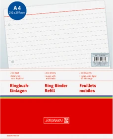 Brunnen Ringbucheinlage Papiereinlage, A4, liniert, 100 Blatt