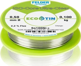 Felder ISO-Core Ultra-Clear Sn100Ni+ Sn99.3CuNiG Lötzinn 0.5mm, 100g