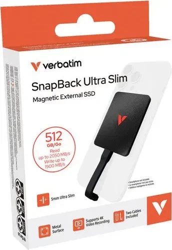 Verbatim Snapback Ultra Slim, schwarz, 512GB, USB-C 3.2