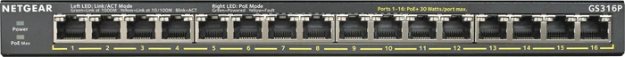 Netgear SOHO GS300 Desktop Gigabit Switch, 16x RJ-45, 115W PoE+
